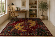 Granada Vintage Kaplan Desenli Bordo ve Lacivert Yıkanabilir Özel Ölçü Halı - ürün görseli