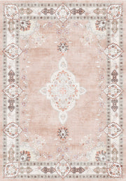 Toledo Vintage Madalyon Desenli Pudra Pembe ve Krem Yıkanabilir Özel Ölçü Halı - ürün görseli