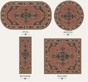 Bilbao Vintage Geometrik Madalyon Desenli Gül Kurusu ve Lacivert Yıkanabilir Özel Ölçü Halı - ürün görseli