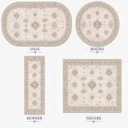 Salzburg Vintage Geometrik Desenli Krem ve Bej Yıkanabilir Özel Ölçü Halı - ürün görseli