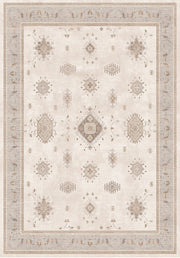 Salzburg Vintage Geometrik Desenli Krem ve Bej Yıkanabilir Özel Ölçü Halı - ürün görseli