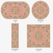 Innsbruck Vintage Floral Medallion Pembe ve Pastel Tonlarda Yıkanabilir Özel Ölçü Halı - ürün görseli
