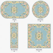 Viyana Vintage Floral Medallion Blue & Pastel Washable Area Rug - ürün görseli
