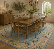 Viyana Vintage Floral Medallion Blue & Pastel Washable Area Rug - ürün görseli