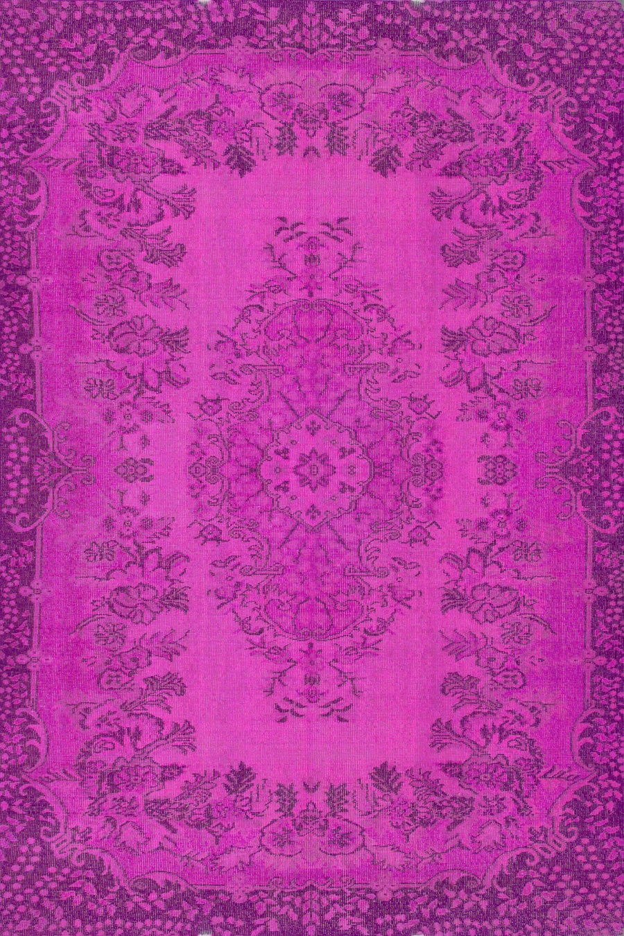 Gdansk Vintage Çiçekli Madalyon Desenli Fuşya Yıkanabilir Özel Ölçü Halı - ürün görseli