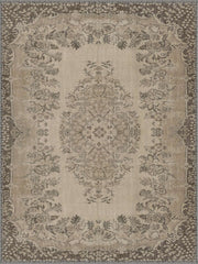 Split Vintage Çiçekli Madalyon Desenli Krem ve Bej Yıkanabilir Özel Ölçü Halı - ürün görseli