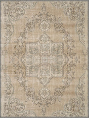Riga Vintage Geometrik Madalyon Desenli Bej ve Krem Yıkanabilir Özel Ölçü Halı - ürün görseli