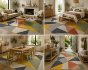 Jüpiter Geometrik Modern Desenli Yıkanabilir Özel Ölçü Halı - ürün görseli