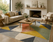 Jüpiter Geometrik Modern Desenli Yıkanabilir Özel Ölçü Halı - ürün görseli