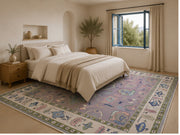 Palm Springs Boho Pastel Çiçek Desenli Yıkanabilir Özel Ölçü Halı - ürün görseli