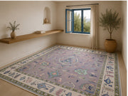 Palm Springs Boho Pastel Çiçek Desenli Yıkanabilir Özel Ölçü Halı - ürün görseli