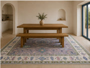 Palm Springs Boho Pastel Çiçek Desenli Yıkanabilir Özel Ölçü Halı - ürün görseli