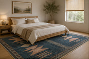 Austin Geometrik Kilim Desenli Lacivert Boho Yıkanabilir Özel Ölçü Halı - ürün görseli