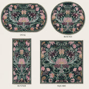 Temescal Botanik Çiçek Desenli Vintage Boho Yıkanabilir Özel Ölçü Halı - ürün görseli