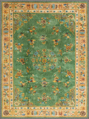 Aspen Yeşil Çiçekli Vintage Boho Yıkanabilir Özel Ölçü Halı - ürün görseli