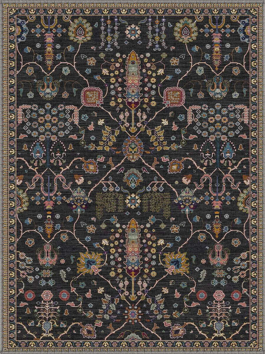 Taos Etnik Boho Desenli Yıkanabilir Özel Ölçü Halı - ürün görseli