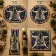 Phoenix Zebra Desenli Boho Yıkanabilir Özel Ölçü Halı - ürün görseli