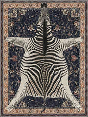 Phoenix Zebra Desenli Boho Yıkanabilir Özel Ölçü Halı - ürün görseli
