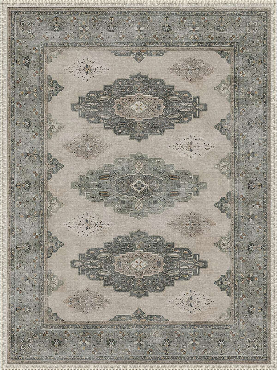Boulder Geometrik Vintage Desenli Yıkanabilir Özel Ölçü Halı - ürün görseli