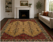 Boerne Geometrik Çiçek Desenli Vintage Yıkanabilir Özel Ölçü Halı - ürün görseli