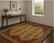 Boerne Geometrik Çiçek Desenli Vintage Yıkanabilir Özel Ölçü Halı - ürün görseli