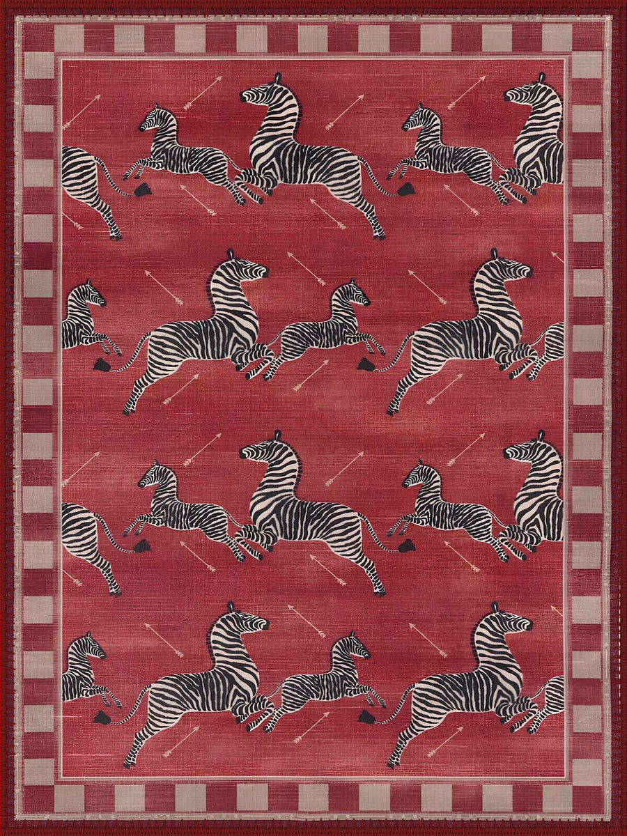 Richmond Kırmızı Zebra Desenli Yıkanabilir Özel Ölçü Halı - ürün görseli