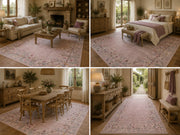 Kensington Pastel Çiçek Desenli Yıkanabilir Özel Ölçü Halı - ürün görseli