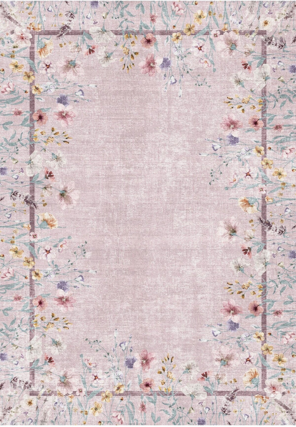 Kensington Pastel Çiçek Desenli Yıkanabilir Özel Ölçü Halı - ürün görseli