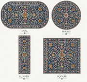 Rockridge Lacivert Çiçekli Vintage Desenli Yıkanabilir Özel Ölçü Halı - ürün görseli
