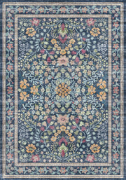 Rockridge Lacivert Çiçekli Vintage Desenli Yıkanabilir Özel Ölçü Halı - ürün görseli